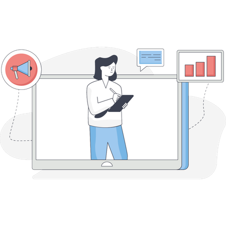 Girl is doing online promotion  Illustration
