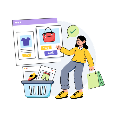 Girl is doing online shopping  Illustration