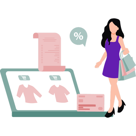 Girl is doing sale shopping  Illustration