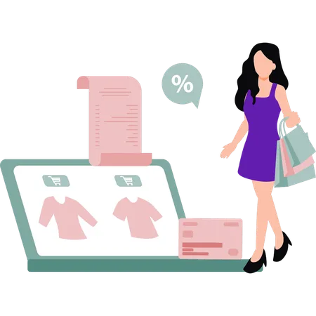 Girl is doing sale shopping  Illustration