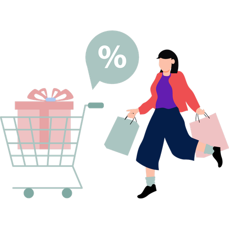 Girl is doing sale shopping  Illustration