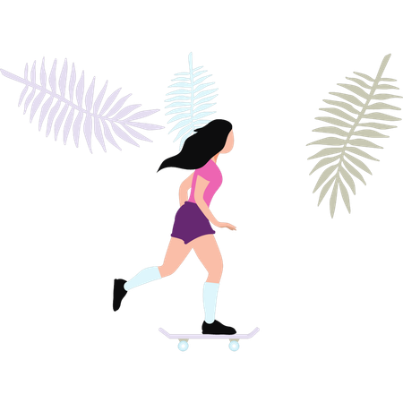 Girl is doing skating  Illustration