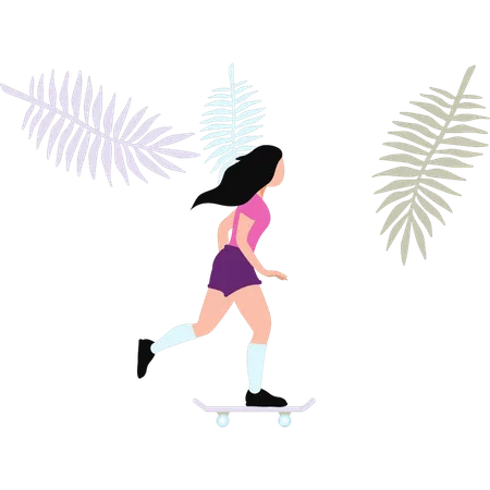 The Girl Is Skating Illustration
