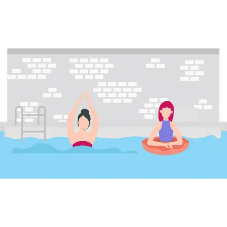 The Girl Is Doing Swimming In Pool Illustration