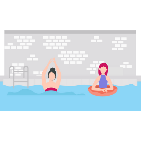 Girl is doing swimming in pool  Illustration