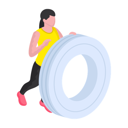 Girl is doing Tyre Workout  イラスト