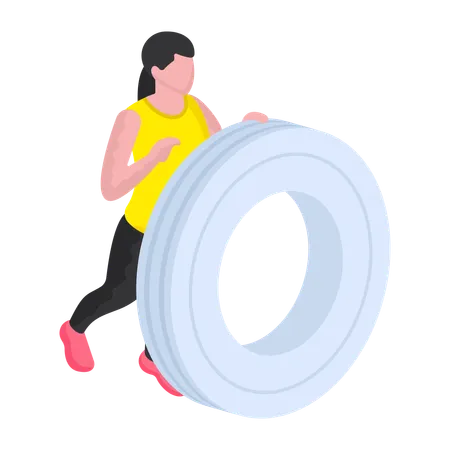 Girl is doing Tyre Workout  Illustration