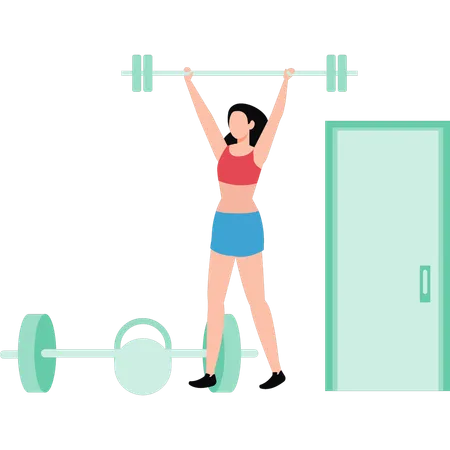 The Girl Is Doing Weightlifting Illustration
