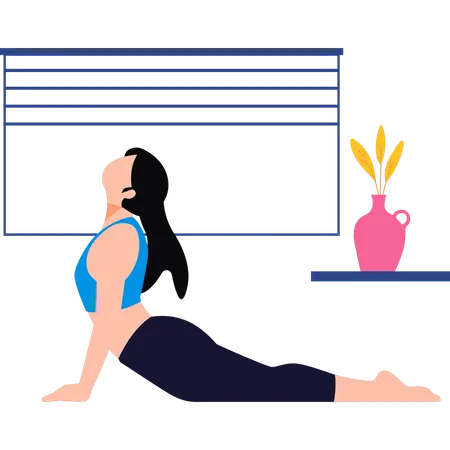 Girl is doing workout in gym  Illustration