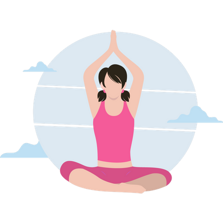 Girl is doing yoga and meditation Illustration