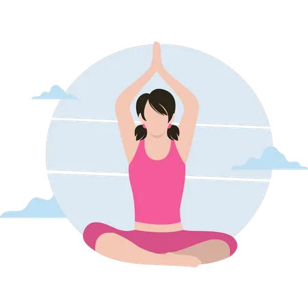 Girl is doing yoga and meditation  Illustration