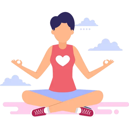The Girl Is Doing Yoga For Herself Illustration