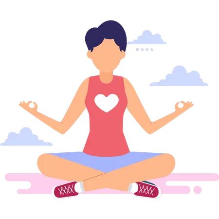 Girl is doing yoga for herself  Illustration