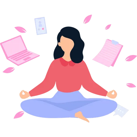 The Girl Is Doing Yoga For Relaxation Illustration
