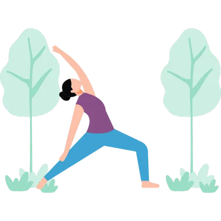 Girl is doing yoga in park  Illustration