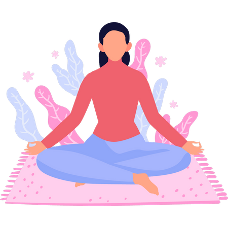 Girl is doing yoga on the mat  Illustration