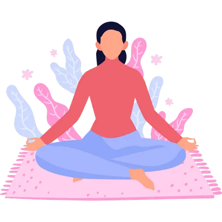 The Girl Is Doing Yoga On The Mat Illustration
