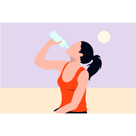 Girl is drinking a fitness drink Illustration
