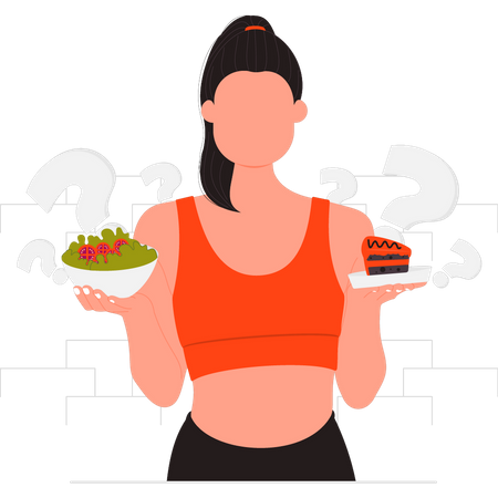Girl is eating a weight loss diet  Illustration