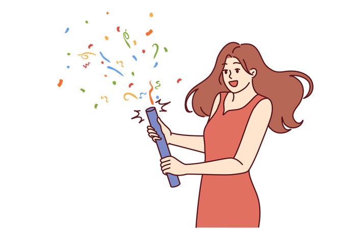 Girl is enjoying birthday party  Illustration