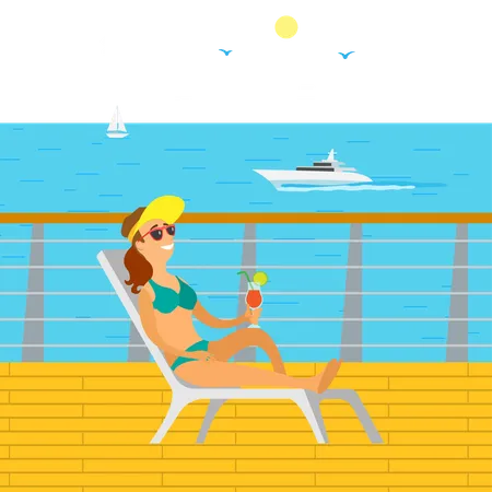 Girl is enjoying her sunbath  Illustration