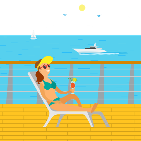 Girl is enjoying her sunbath  Illustration