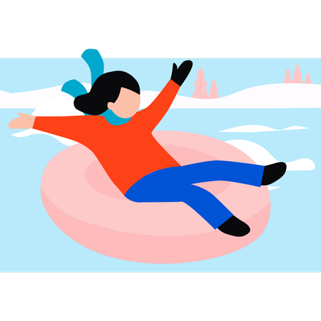 Girl is enjoying in floater  Illustration