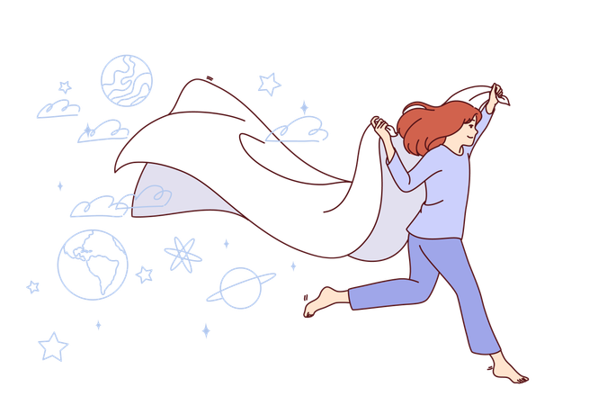 Girl is enjoying space knowledge  Illustration