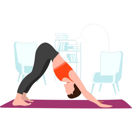Girl is exercising at home Illustration
