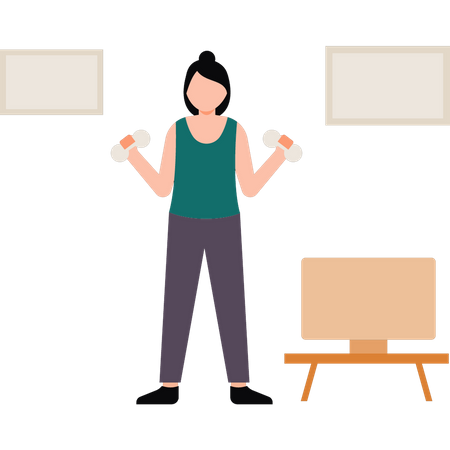 Girl is exercising at home  Illustration