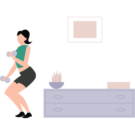 Girl is exercising at home  Illustration