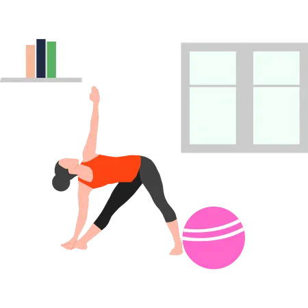 Girl is exercising at home  Illustration