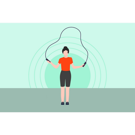 Girl is exercising by jumping rope  Illustration