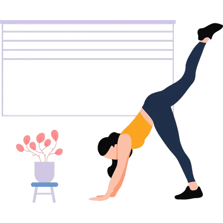 Girl is exercising for fitness  Illustration