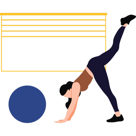 Girl is exercising in different positions  Illustration