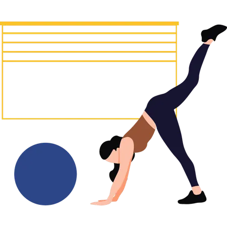 Girl is exercising in different positions  Illustration