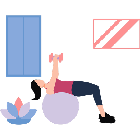 Girl is exercising with a ball  Illustration