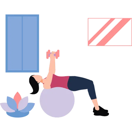 Girl is exercising with a ball  Illustration