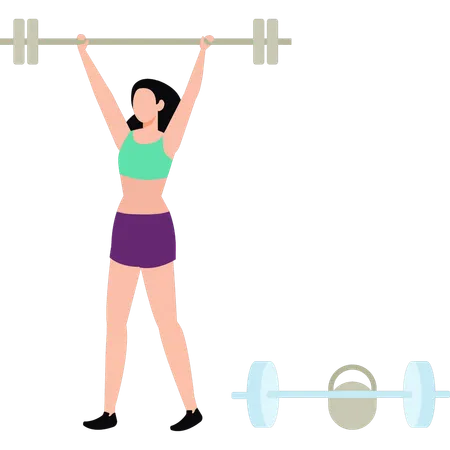 The Girl Is Exercising With Dumbbells Illustration