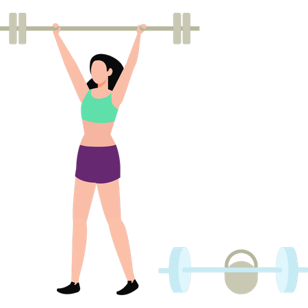 Girl is exercising with dumbbells  Illustration