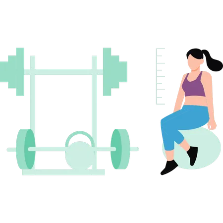 The Girl Is Exercising With The Ball Illustration