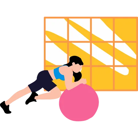 Girl is exercising with the ball  Illustration
