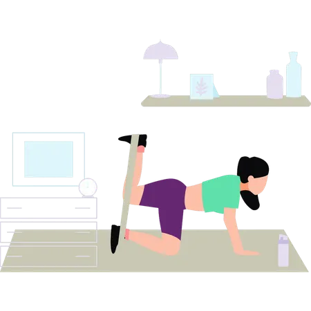 The Girl Is Exercising With The Band Illustration