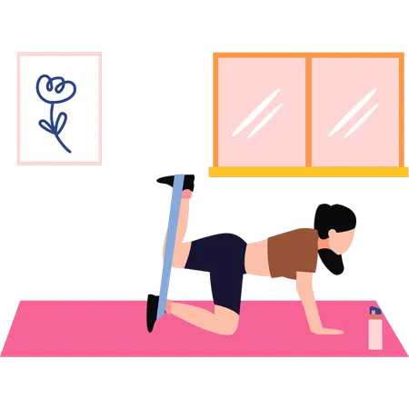 Girl is exercising with the band  Illustration