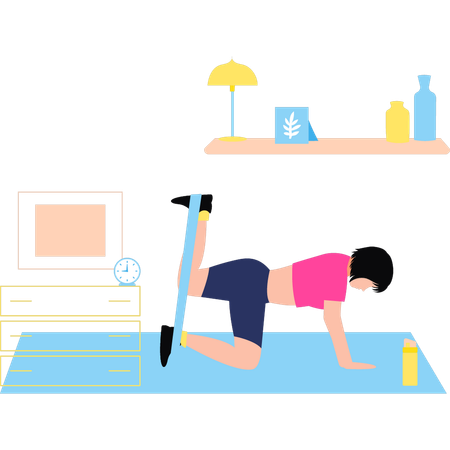 Girl is exercising with the band  Illustration