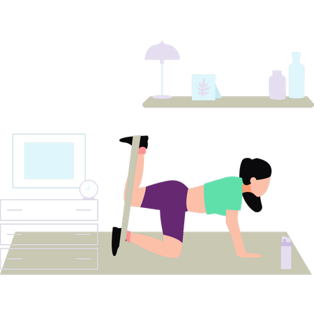 Girl is exercising with the band  Illustration