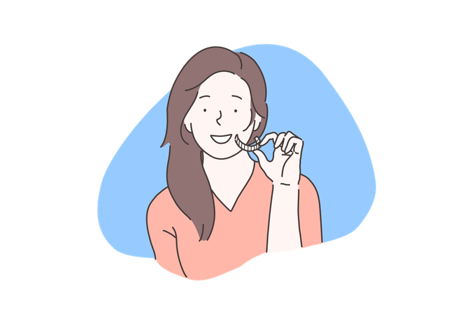 Girl is explaining about oral hygiene  イラスト