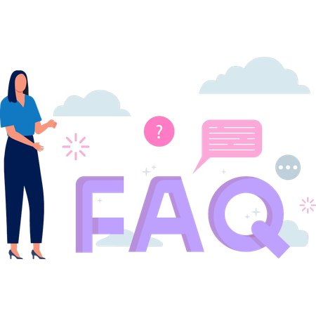 Girl is explaining about the FAQ support  Illustration