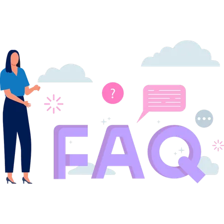 The Girl Is Explaining About The FAQ Support Illustration