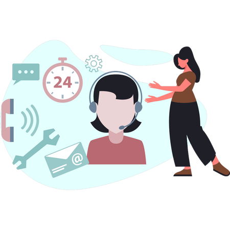 Girl is explaining customer services  Illustration